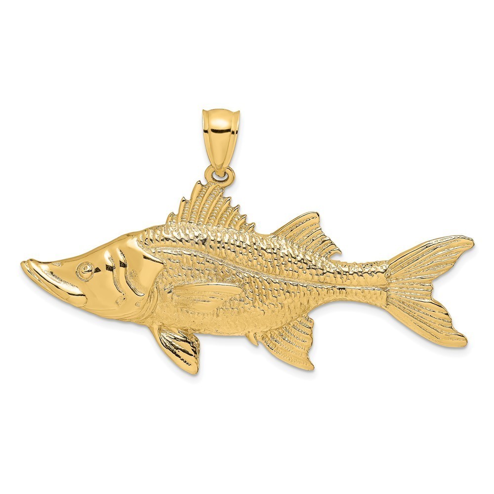 14k Yellow Gold 3-D Tarpon Fish Necklace Charm Pendant